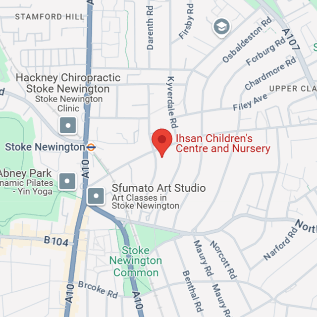 Image shows a map of Ihsan Children's Centre's location in Hackney