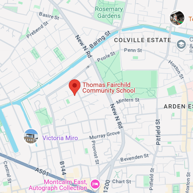 Image shows a map of the location of Thomas Fairchild Children's Centre in Hackney